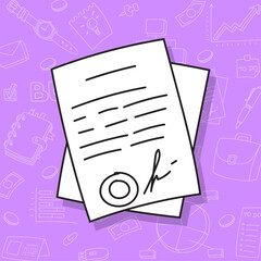 Business doodle icon. Hand drawn sketch. Coloring page. Vector illustration isolated on color background.