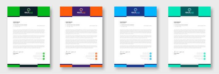 Modern Medical Doctor healthcare letterhead Design Template with green, blue, orange color. corporate modern letterhead design template. letter head design. doctor letterhead. medical letterhead