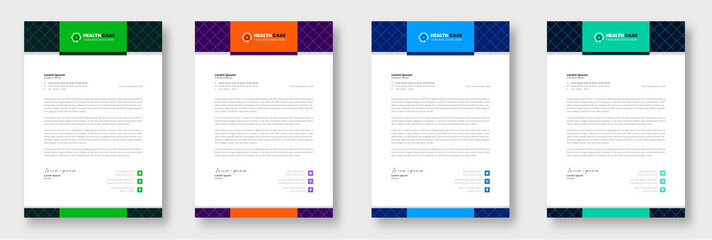Modern Medical Doctor healthcare letterhead Design Template with green, blue, orange color. corporate modern letterhead design template. letter head design. doctor letterhead. medical letterhead