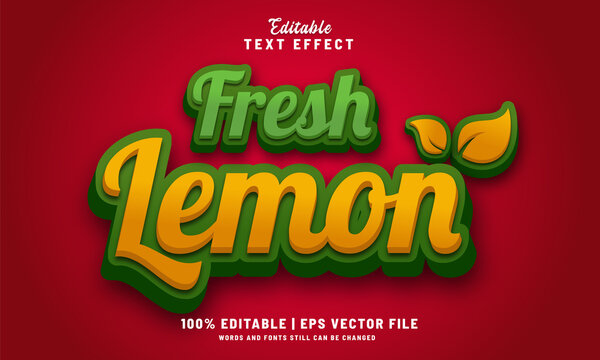 Fresh lemon editable text effect style 3d