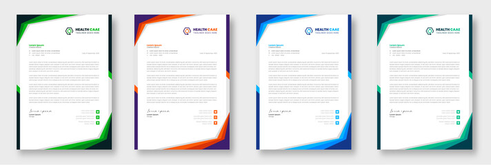 Modern Medical Doctor healthcare letterhead Design Template with green, blue, orange color. corporate modern letterhead design template. letter head design. doctor letterhead. medical letterhead