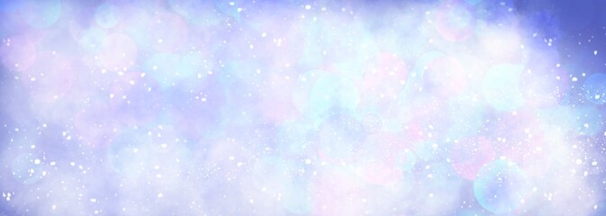 Abstract Christmas blue Background with Snow. Shiny Glitter With Defocused Lights. Blue Shiny Background Watercolor background, light texture and soft blur design, elegant luxury color banner