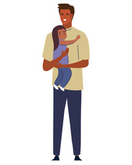 dad afro carrying daughter