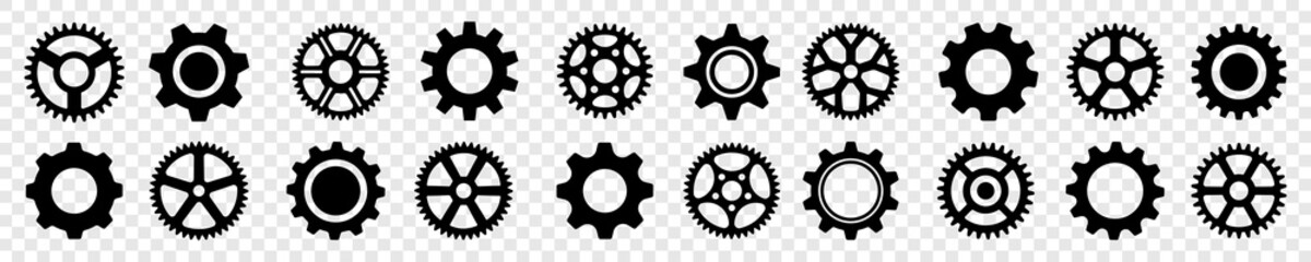 Gear icon set. Cogwheel collection in different shape. Gear wheel isolated on white background. Vector illustration