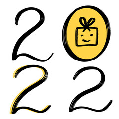 2022 new year calligraphic card with hand drawn numbers. - 468172334