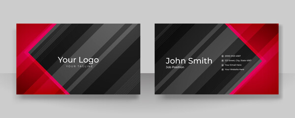 Modern Red Black Business Card - Creative and Clean Business Card Template. Luxury business card design template. Elegant background with abstract lines. Vector illustration