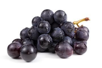 Wet cluster of blue grapes