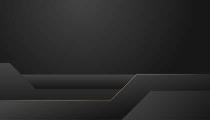 Modern simple black abstract technology background with golden lines.