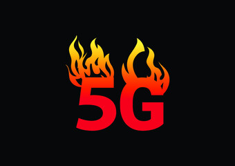 Fire 5G Letter Logo And Icon Design Template