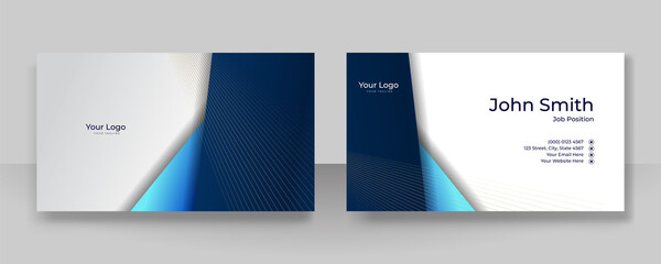 Modern elegant simple blue business card design template. Creative luxury and clean business card with corporate concept. Vector illustration print template.