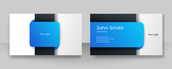 Modern elegant simple blue business card design template. Creative luxury and clean business card with corporate concept. Vector illustration print template.