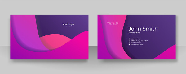 Obraz na płótnie Canvas Modern elegant simple pink purple business card design template. Creative luxury and clean business card with corporate concept. Vector illustration print template.