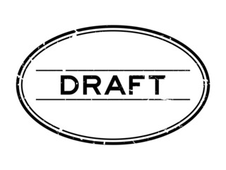Grunge black draft word oval rubber seal stamp on white background
