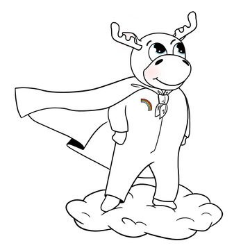 one of the illustrations about the adventures of a moose. super hero