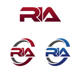 Modern 3 Letters Initial logo Vector Swoosh Red Blue RIA