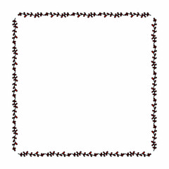 Square frame with positive red branches on white background. Vector image.