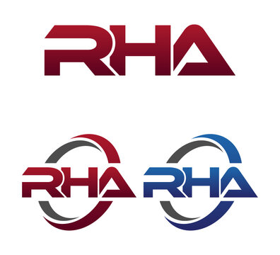 Modern 3 Letters Initial logo Vector Swoosh Red Blue RHA