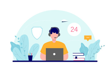 Online consultation vector illustration. Online customer support concept. Background picture for website design, magazines, advertising.