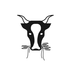 Vector a cow head design on white background. Farm animal. editable vector illustration.
