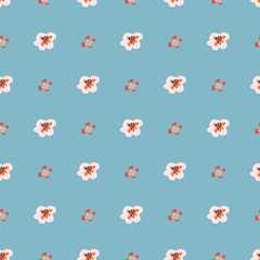 Floral art, Flowers and leaf Seamless pattern, Vector illustration.