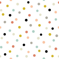 Seamless polka dot pattern. Vector abstract texture with random hand drawn spots.