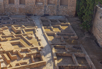 The ruins of the military barracks in the Alcazaba, the military part of the Alhambra