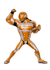 sci fi astronaut cartoon ready for war in a white background