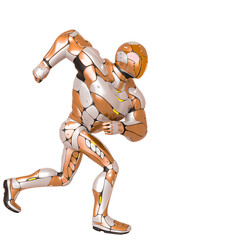 sci fi astronaut cartoon walking side view in a white background