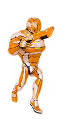 sci fi astronaut cartoon with a laser gun side view in a white background