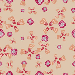 Floral art, Flowers and leaf Seamless pattern, Vector illustration.