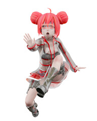 manga bikini girl in a white background