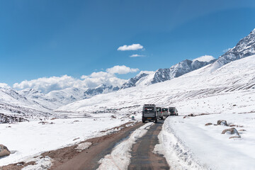 On the road to Gurudongmar lake at 17,800ft through the Tibetian plateau. The lake lies in the upper Himalayas near the India-China border.   © Kinshuk