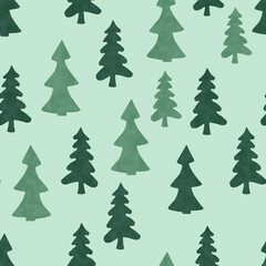 Green trees on seamless background