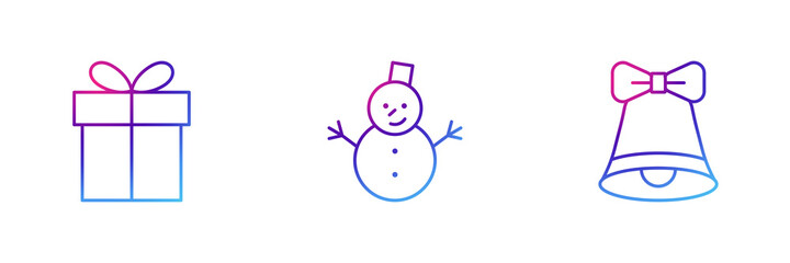 Set of 3 christmas icon with purple gradient effect.