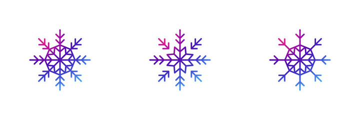 Set of 3 snowflakes icon with purple gradient effect.