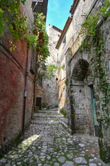 Fototapeta na wymiar A narrow street in Caiazzo, a small village in the mountains of the province of Caserta, Italy.