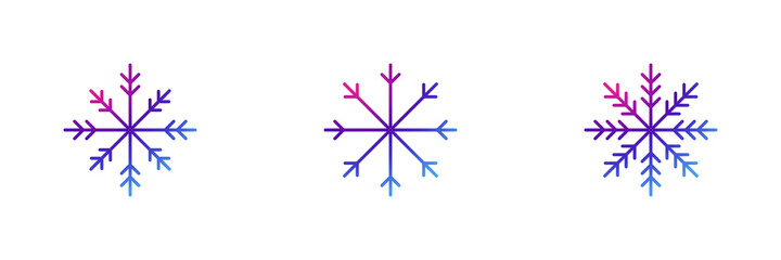 Set of 3 snowflakes icon with purple gradient effect.