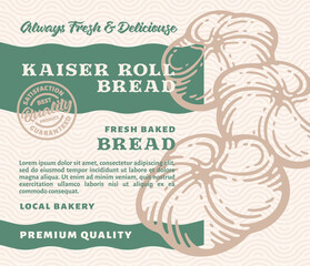 Packaging Design or Label Premium Bakery with Hand Drawn Kaiser roll Bread in doodle vintage style	
