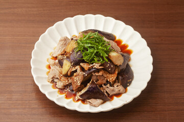 秋茄子と豚肉の炒め物
