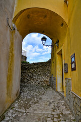 A narrow street in Caiazzo, a small village in the mountains of the province of Caserta, Italy.