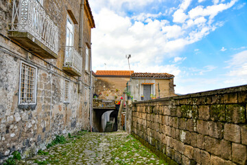 A narrow street in Caiazzo, a small village in the mountains of the province of Caserta, Italy.