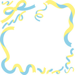 黄色と水色のリボンフレーム