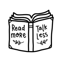 doodle with lettering text read more talk less