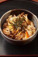 鶏肉ときのこの炊き込みご飯