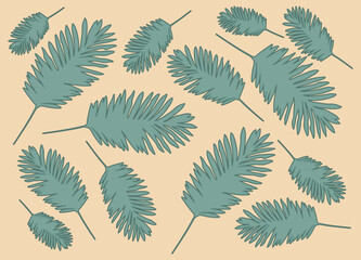 Minimalist background with simple green leaves pattern