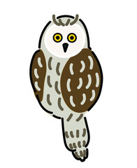 コミミズクのイラスト　ミミズク