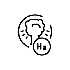 Blue H2 color line icon. Hydrogen energy. Isolated vector element.