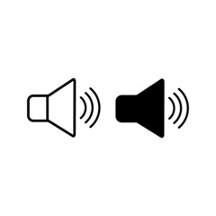 Speaker icon set. Volume control on off mute symbol. Flat application interface sign. Vector illustration image. Isolated on white background. EPS 10