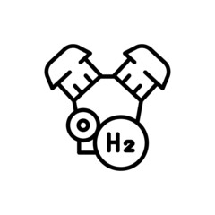 Transport engine H2 color line icon. Hydrogen energy. Isolated vector element.