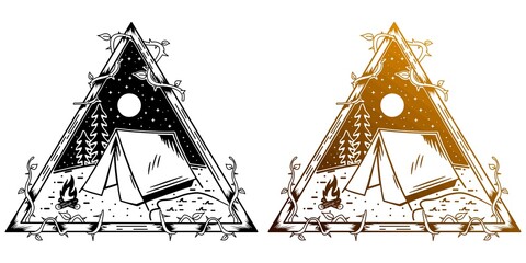 ADVENTURE LOGO BADGE MONOLINE DESIGN WITH CAMP 2